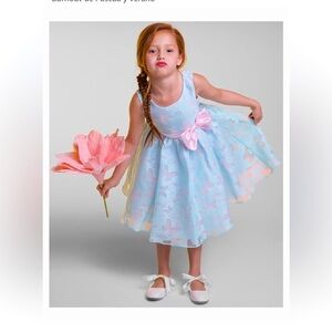 Blue & Pink Butterfly Dress with Pink Sparkly Heart Clip(in place of bow)Size 5T